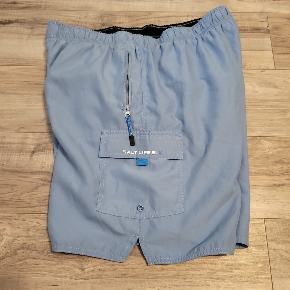SALT LIFE SLX-QD Board Shorts VAapor Stretch Mens XXL Blue Cargo Pockets